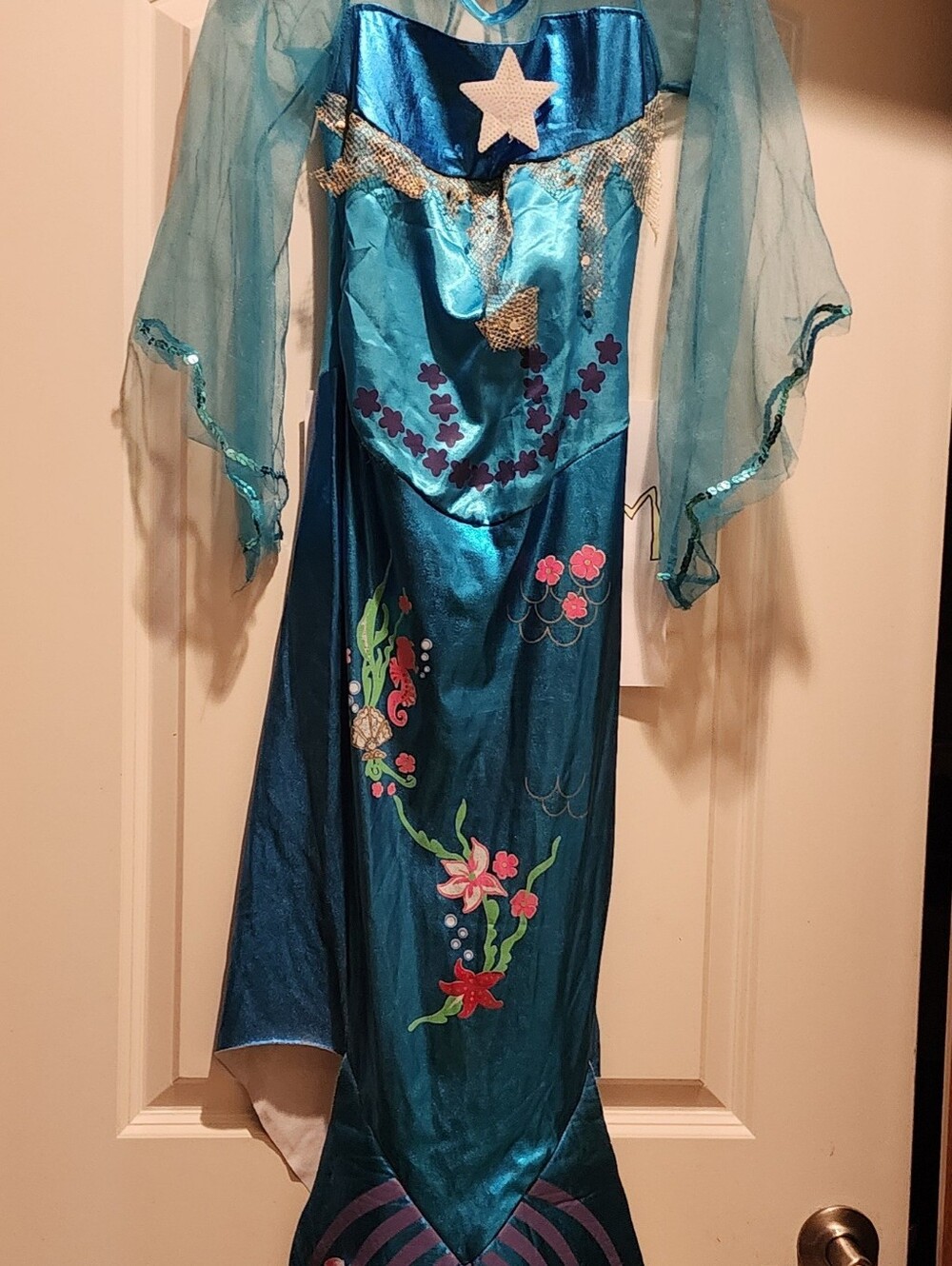 Rubie's Teal Blue Magical Mermaid Costume with Sheer Sleeves Girls Size Medium